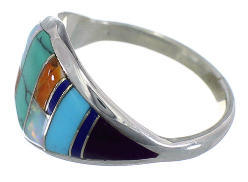 Oyster Shell Multicolor Inlay Jewelry Silver Ring Size 6-3/4 RS51974